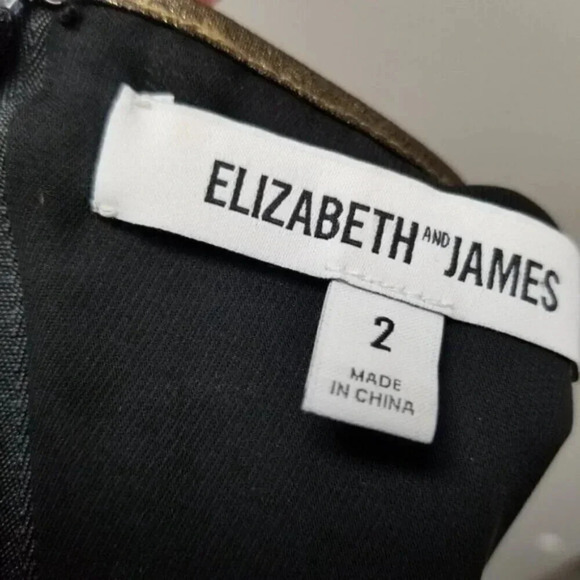 Elizabeth and James Annabelle Long-Sleeve Belted Dress Bronze Black 2 - Picture 14 of 14